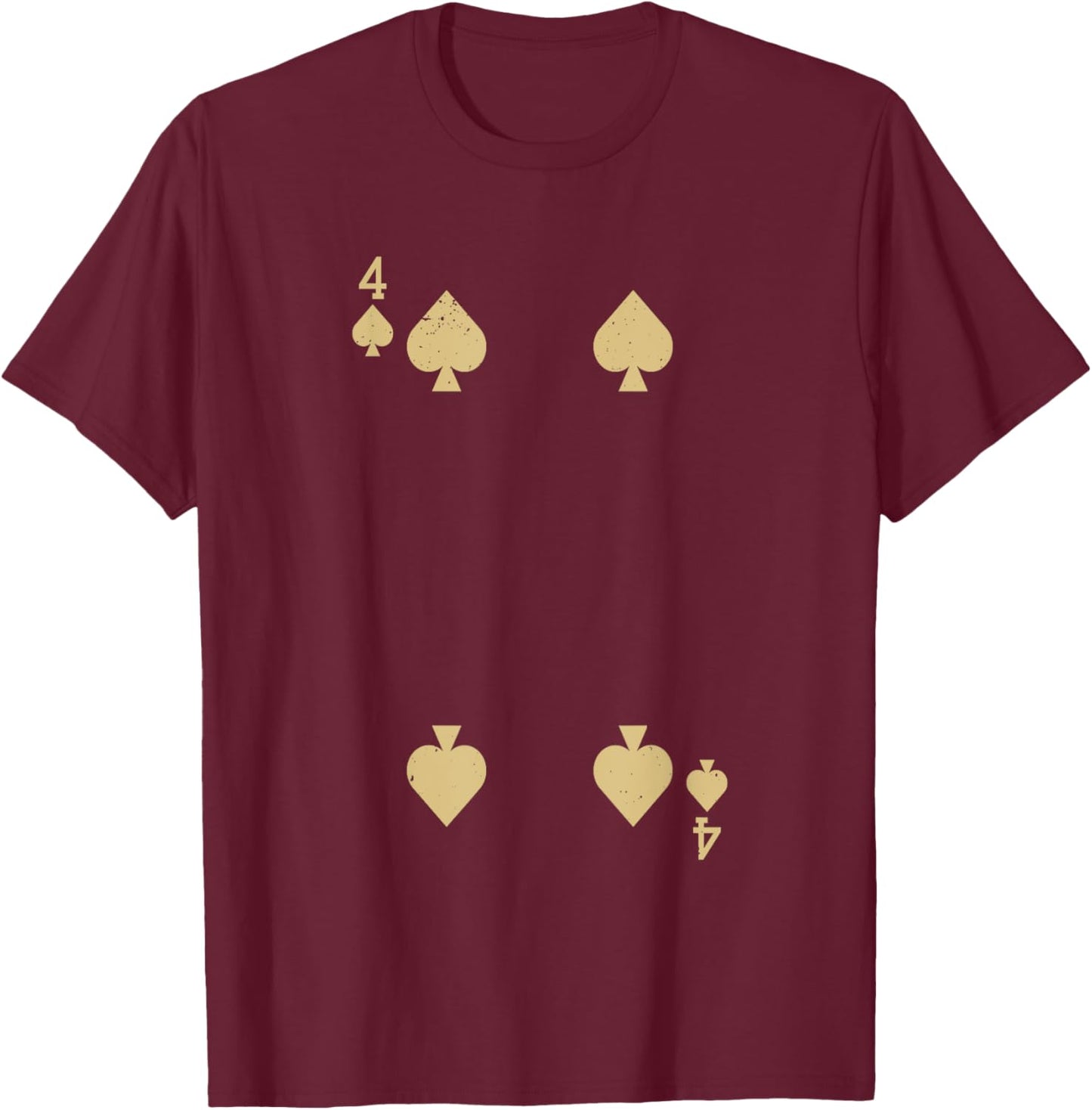 Four 4 of Spades Playing Card , Blackjack Cards Poker T-Shirt - T-Shirt | Maroon