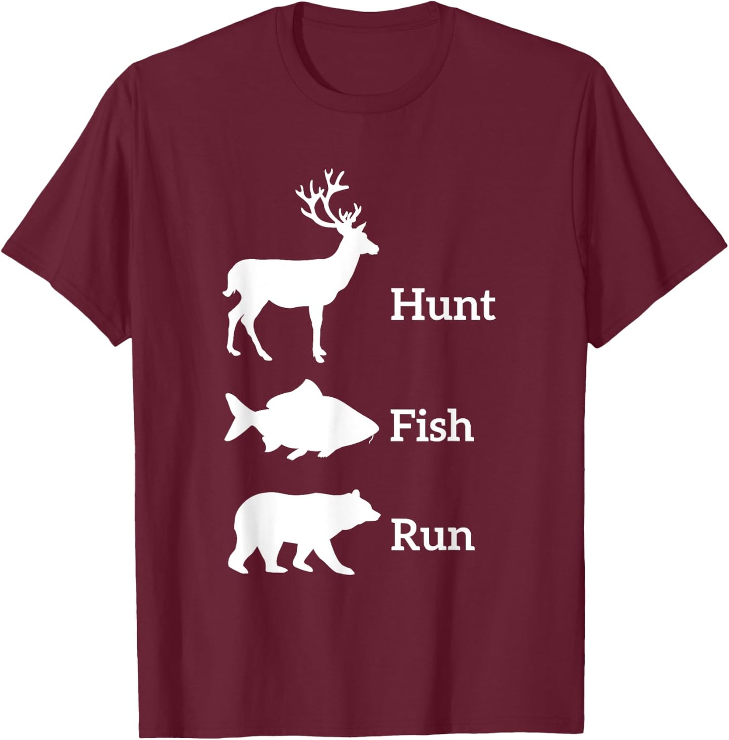 Fun Outdoor Wilderness Camping Gear Supply Men's Hunting Fishing Black S T-Shirt - T-Shirt | Maroon