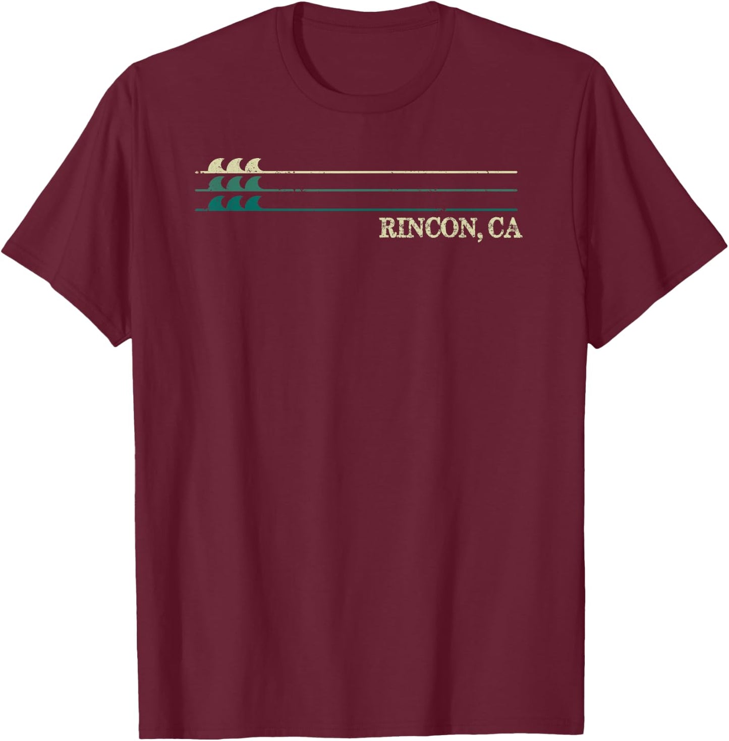 Rincon California Break Surfing Retro Wave T-Shirt - T-Shirt | Maroon