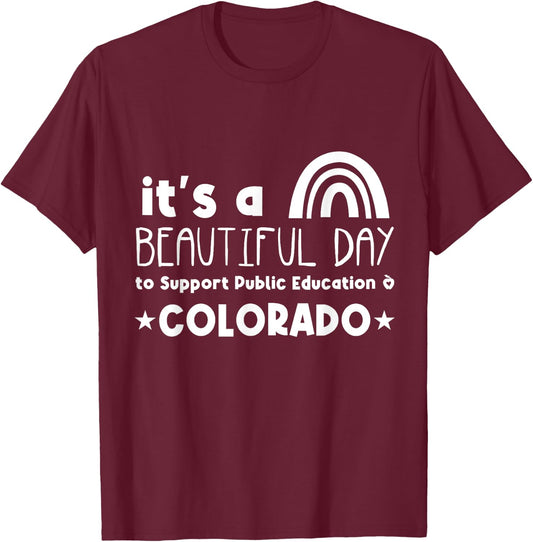 Support Public Education Teacher Red for Ed Colorado Women Kids T-Shirt - T-Shirt | Maroon