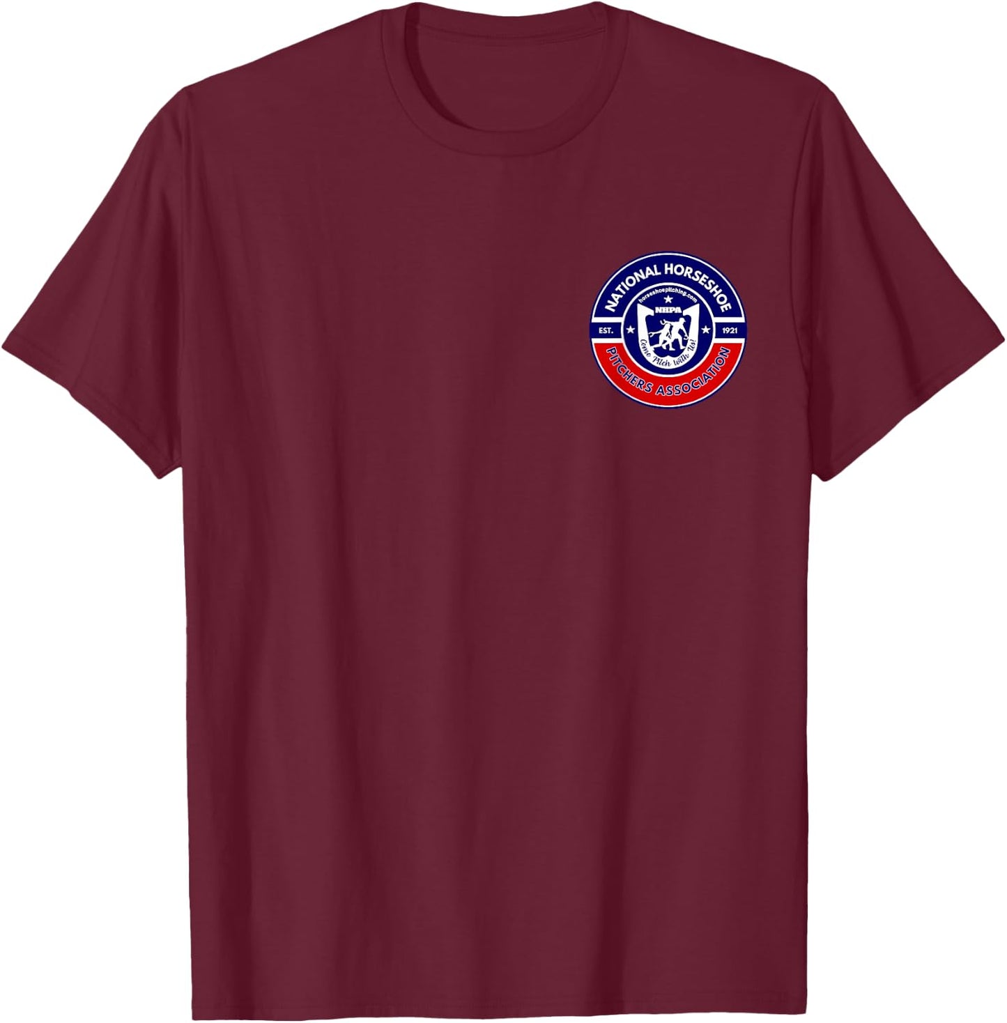 National Horseshoe Pitchers NHPA Alternate 2 Sided Logo T-Shirt - T-Shirt | Maroon
