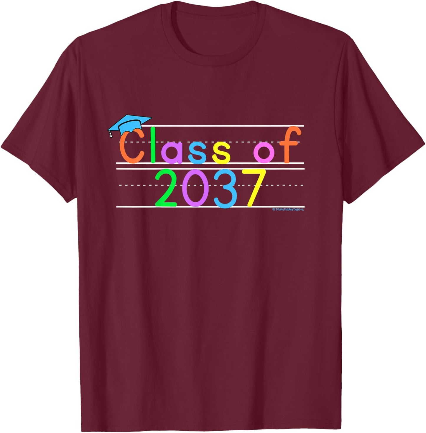 Kids Class of 2037 Boys Girls Funny First Day of Kindergarten T-Shirt - T-Shirt | Maroon