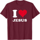 Red Heart I Love Jesus T-Shirt - T-Shirt | Maroon