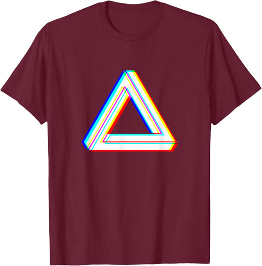 Optical Illusion Trippy Geometric Shapes Abstract Art EDM T-Shirt - T-Shirt | Maroon
