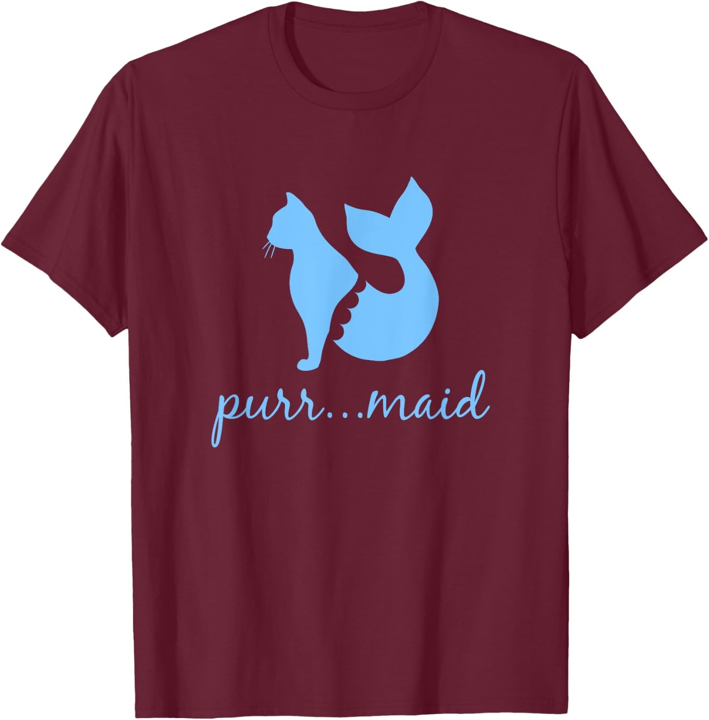 Purrmaid - Funny Cat Lady Mermaid Feline Lover T-Shirt - T-Shirt | Maroon