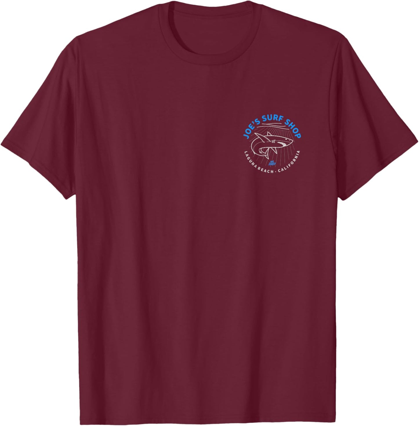 Joe's Surf Circling Shark Logo Graphic T-Shirt - T-Shirt | Maroon
