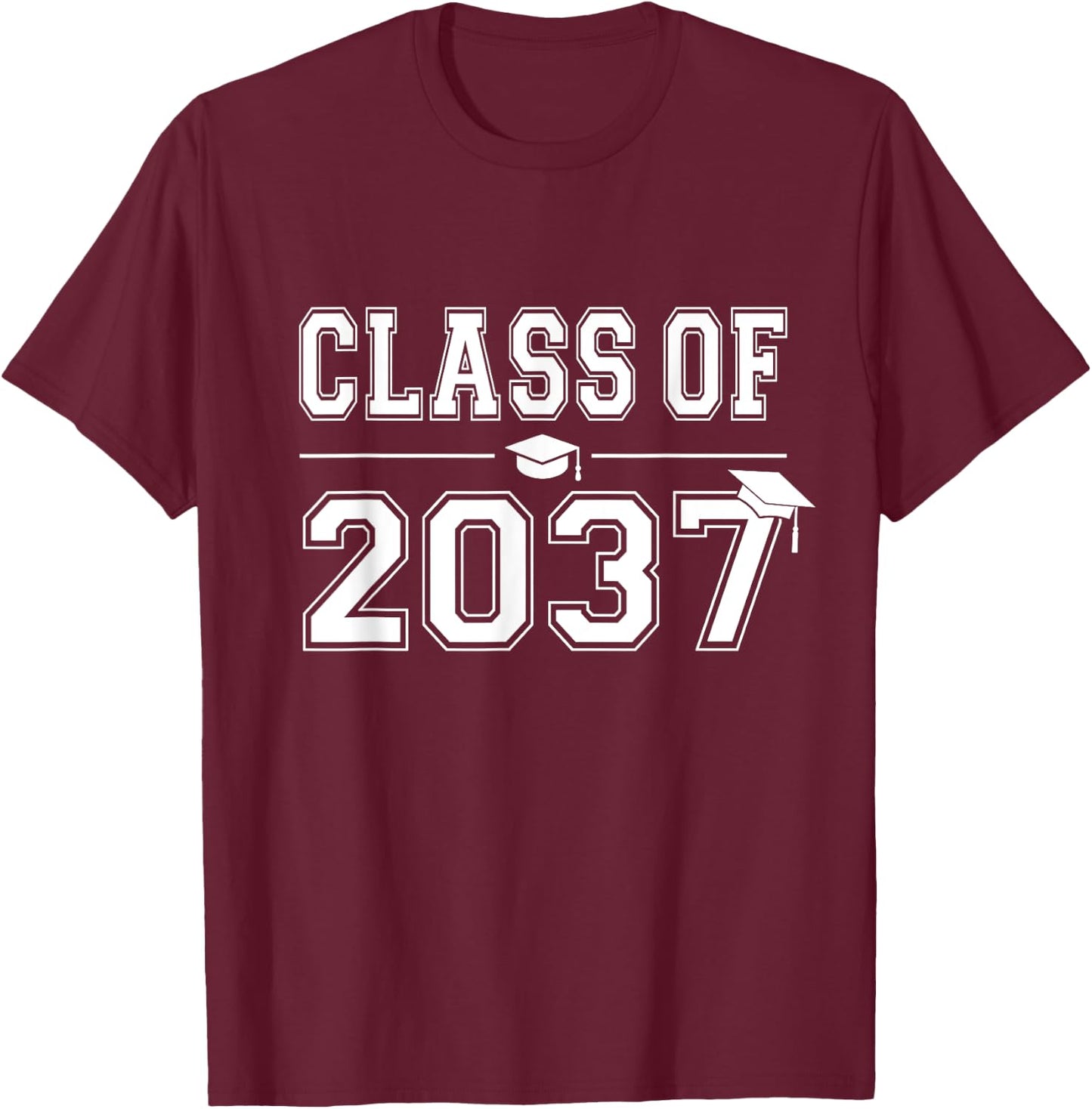 Class of 2037 Grow With Me First Day of School Graduation T-Shirt - T-Shirt | Maroon