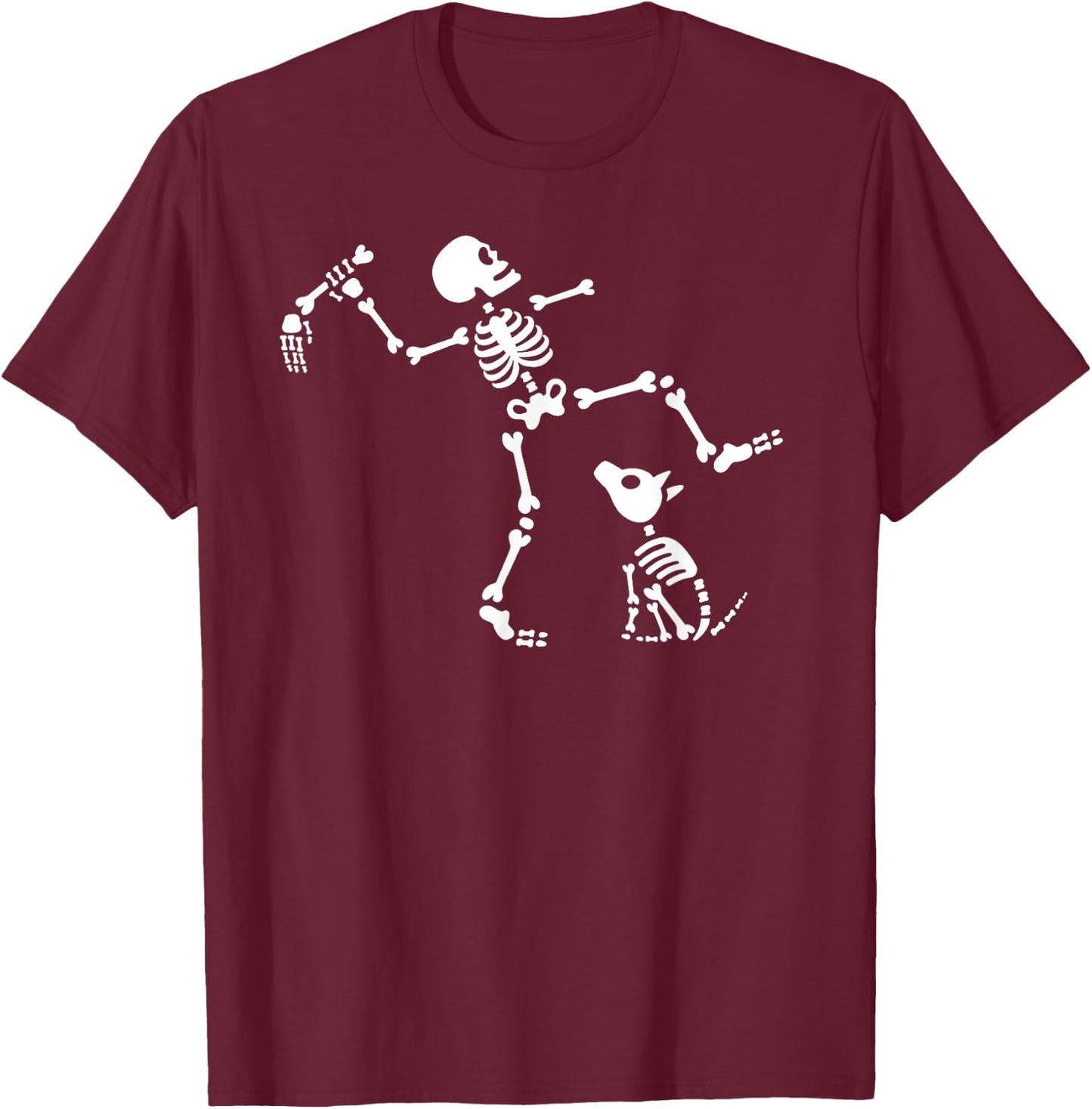 Funny Walking Dog Skeleton Bone Pick Dog Lovers Women Kids T-Shirt - T-Shirt | Maroon