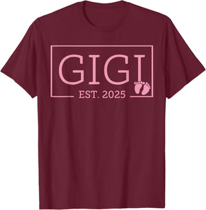 Gigi Established Est 2025 New Born Mother's Day T-Shirt - T-Shirt | Maroon