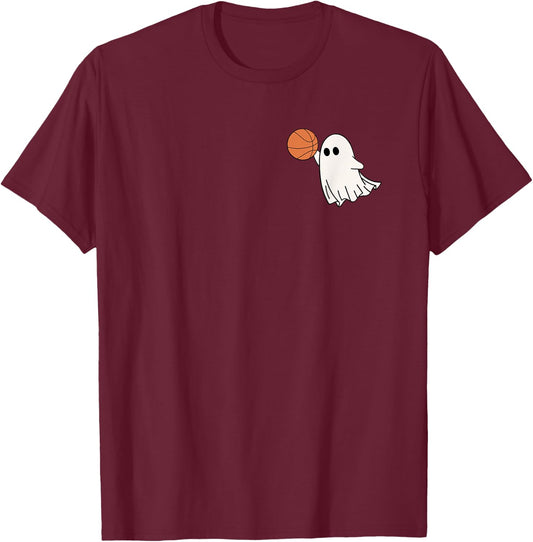Basketball Halloween Basketball Ghost T-Shirt - T-Shirt | Maroon