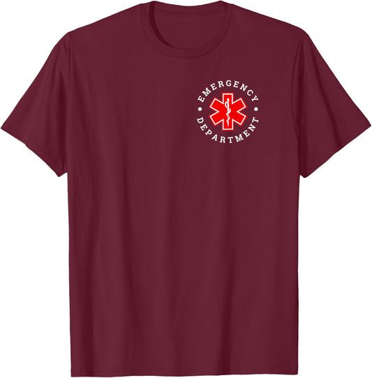 Emergency Department ER Trauma Front and Back Design T-Shirt - T-Shirt | Maroon