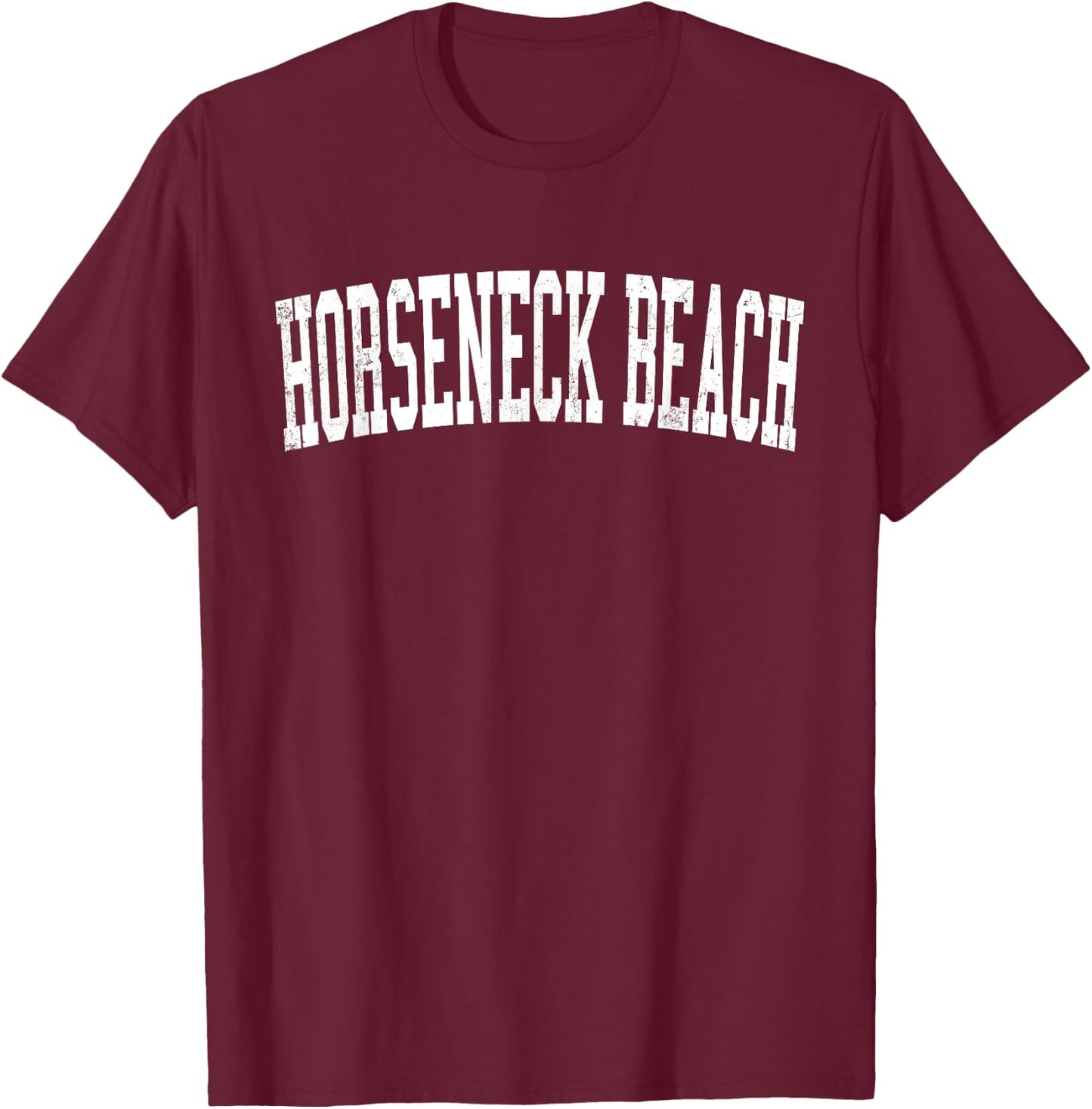 Vintage Horseneck Beach Distressed White Varsity Style Women Kids T-Shirt - T-Shirt | Maroon