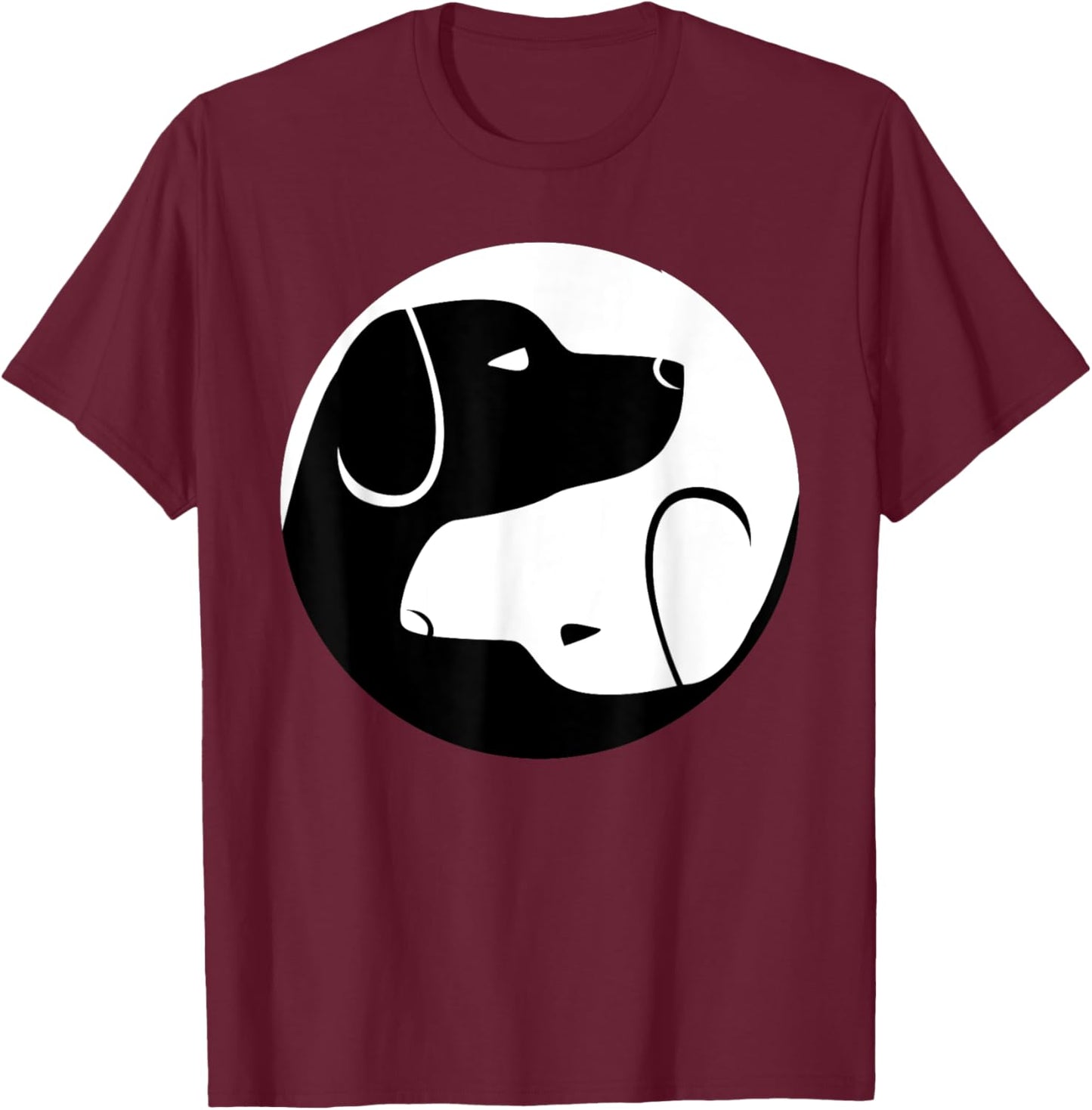 Cute Sweet Black and White Labrador Yin Yang Shirt Gift T-Shirt - T-Shirt | Maroon