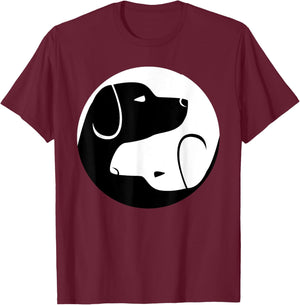 Cute Sweet Black and White Labrador Yin Yang Shirt Gift T-Shirt - T-Shirt | Maroon