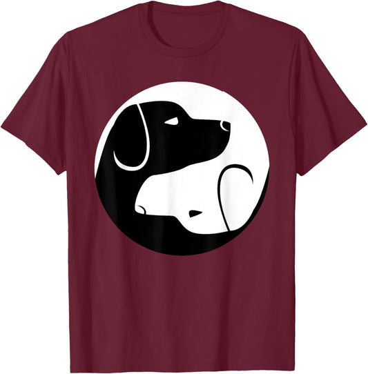 Cute Sweet Black and White Labrador Yin Yang Shirt Gift T-Shirt - T-Shirt | Maroon
