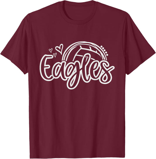 Volleyball Eagle School Sports Fan Team Spirit T-Shirt - T-Shirt | Maroon