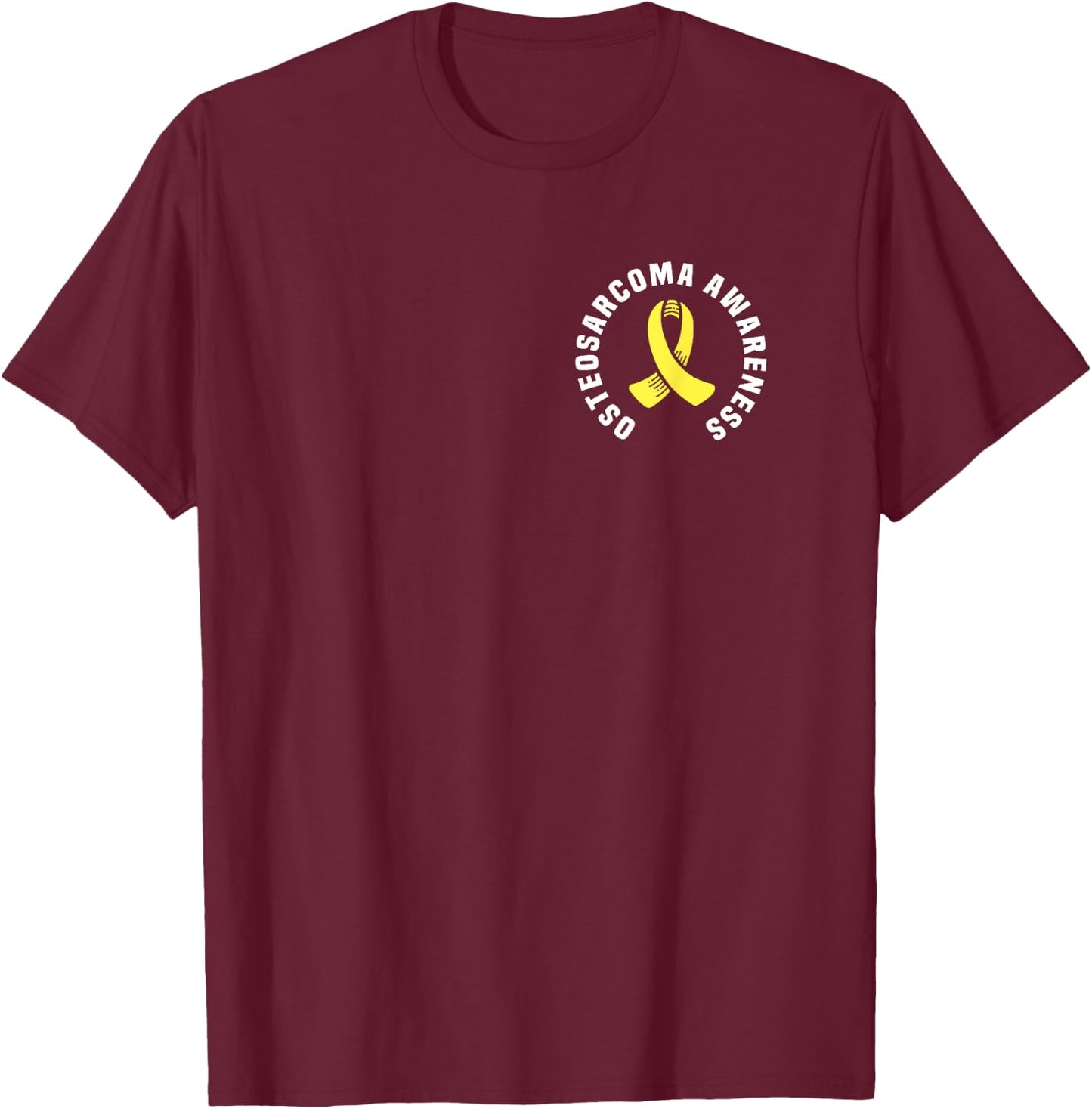 Osteosarcoma Awareness Pocket Wear With Yellow Ribbon T-Shirt - T-Shirt | Maroon