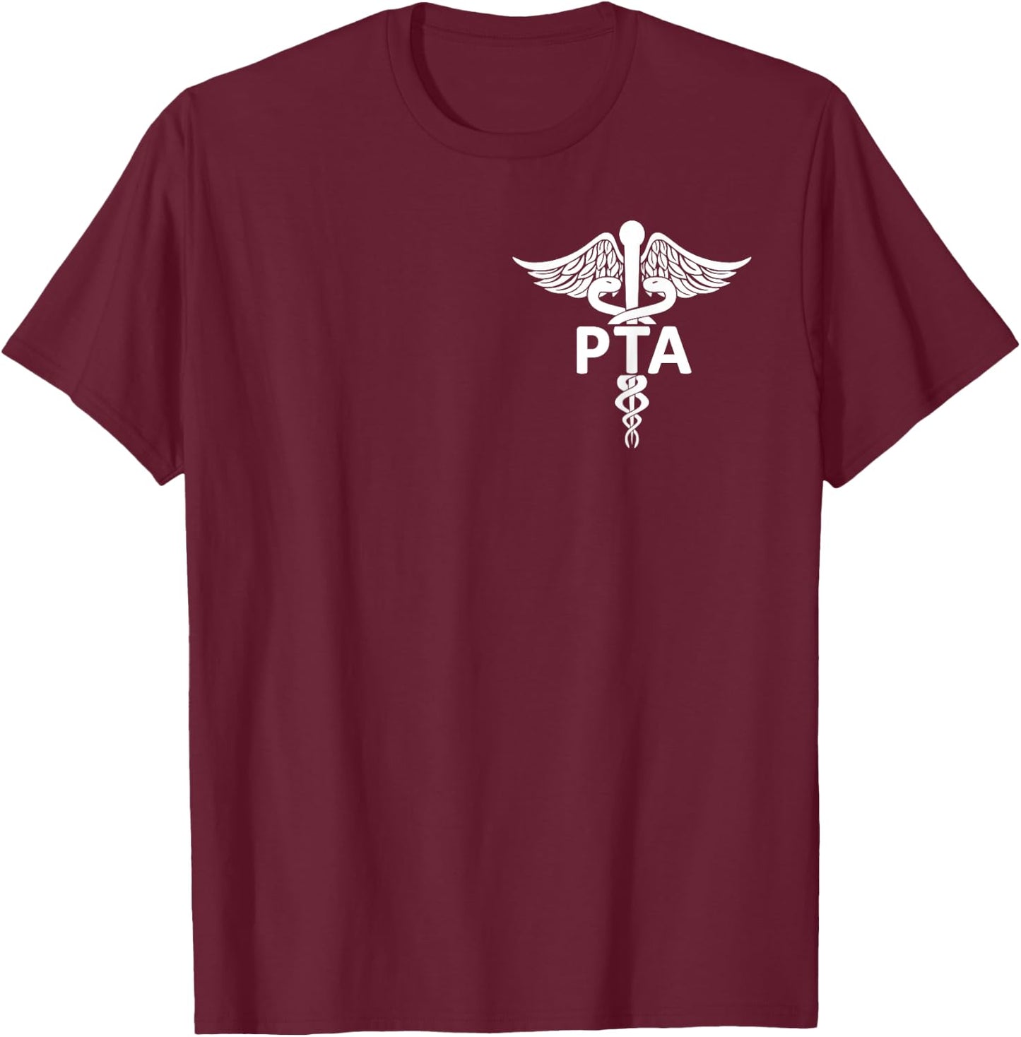 PTA Physical Therapy Assistant Gifts Medical Caduceus Logo T-Shirt - T-Shirt | Maroon