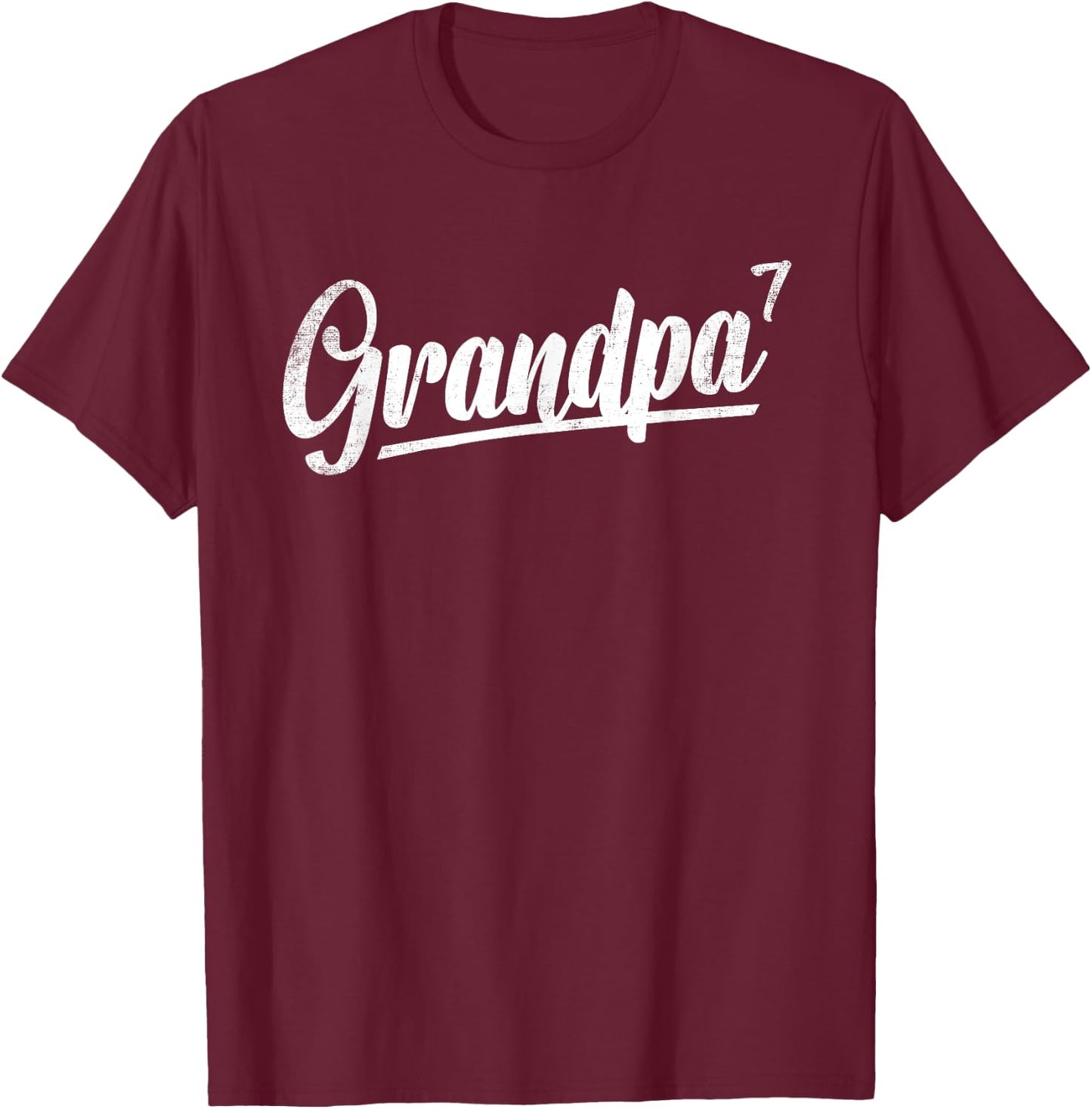 Grandpa Of 7 Seven, 7 Grandkids 5th Time Grandfather T-Shirt - T-Shirt | Maroon
