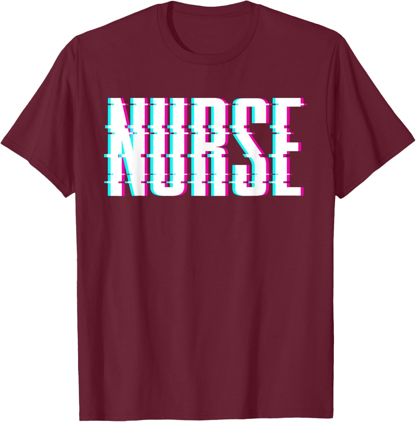 Nurse Glitch Aesthetic Graduation Nurse Glitch Graphic Art T-Shirt - T-Shirt | Maroon