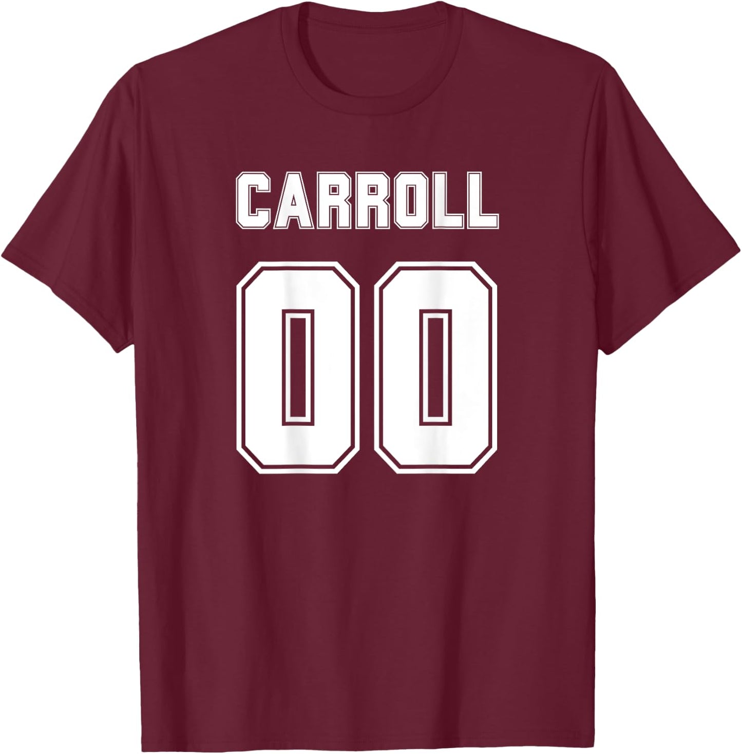 Carroll Name Back Sports Number Family Team T-Shirt - T-Shirt | Maroon