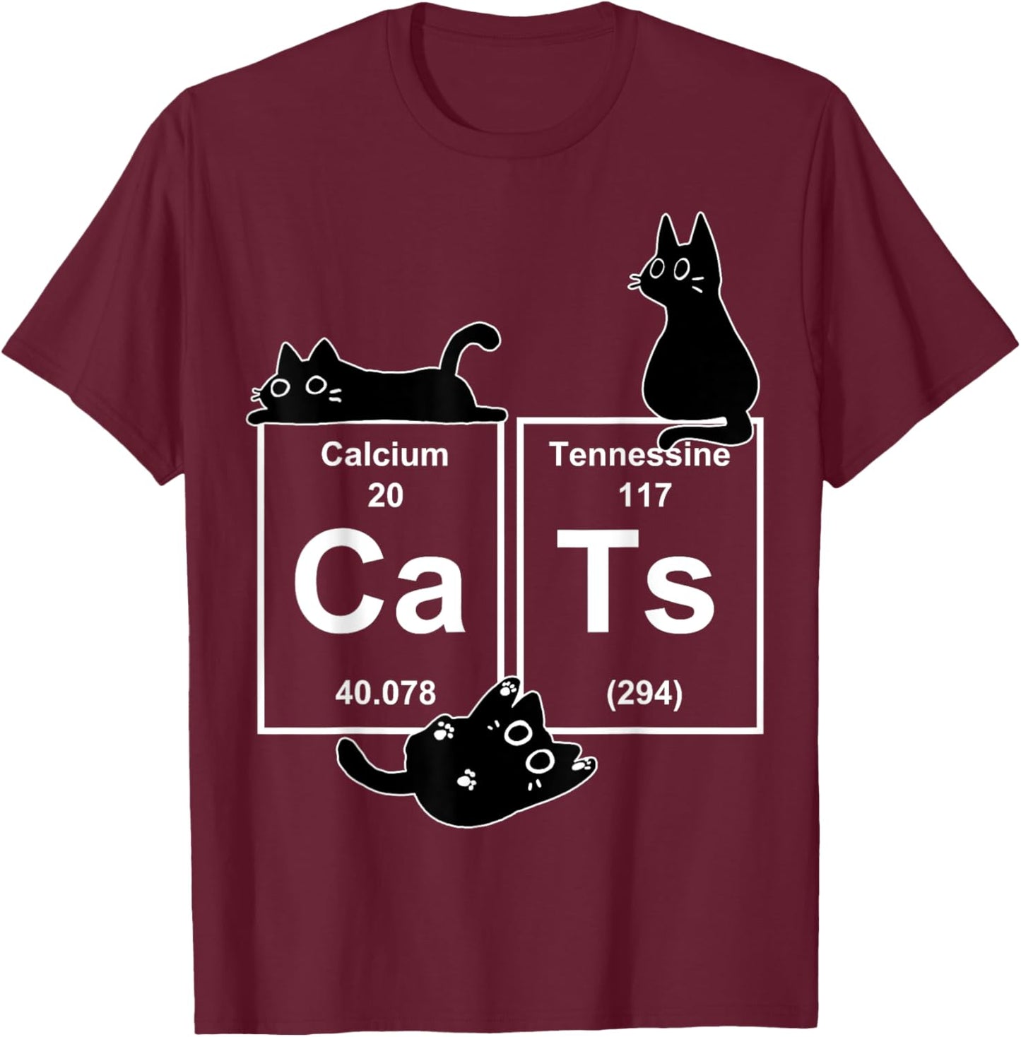 Cat Chemistry Periodic Table Funny Gifts Cat Dad, Cat Mom T-Shirt - T-Shirt | Maroon