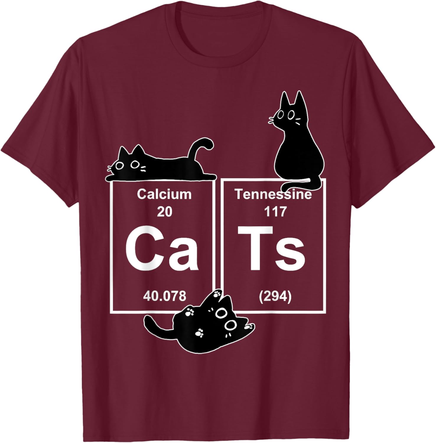 Cat Chemistry Periodic Table Funny Gifts Cat Dad, Cat Mom T-Shirt - T-Shirt | Maroon
