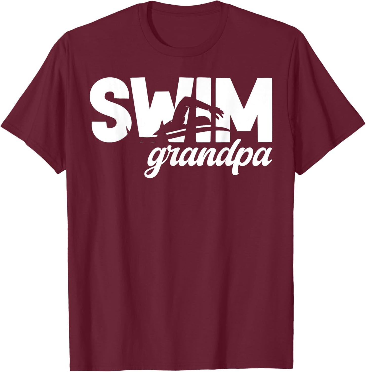 Swim Grandpa Of A Swimmer Grandfather Swimming Grandpa T-Shirt - T-Shirt | Maroon