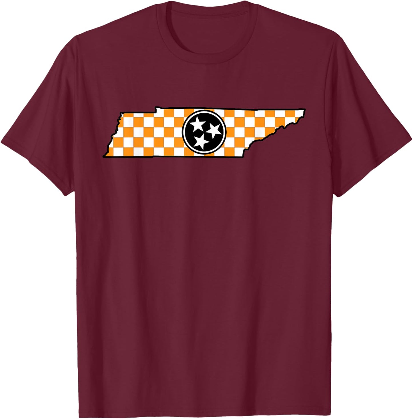 Volunteer State Orange/White Checkerboard Tri-Star Tennessee T-Shirt - T-Shirt | Maroon