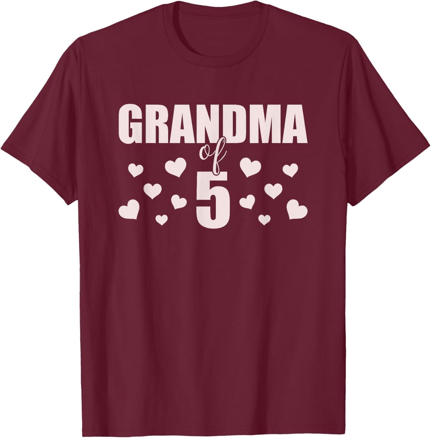 Grandma 5 Grandkids 5th Time Cubed Grandma Of Five T-Shirt - T-Shirt | Maroon