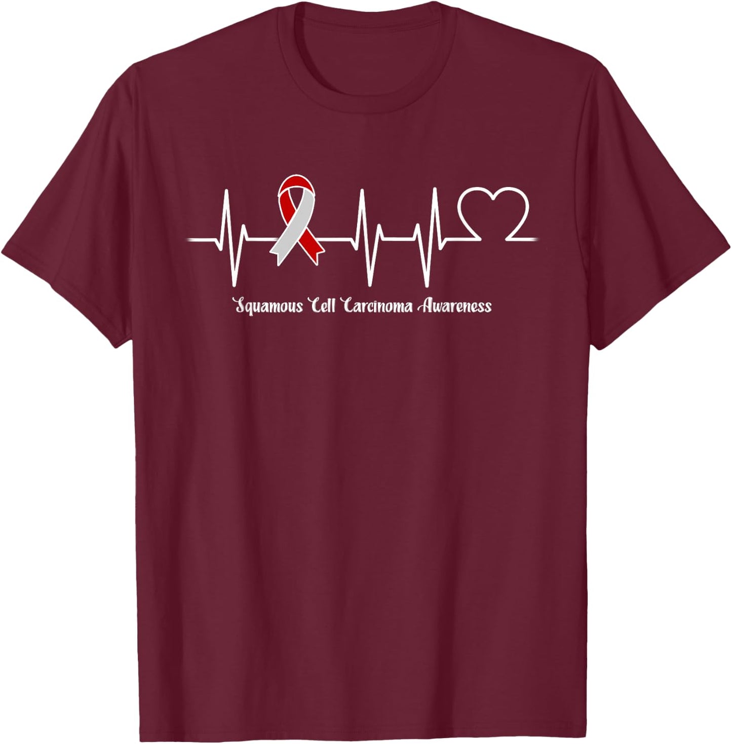 Heartbeat Squamous Cell Carcinoma Warrior T-Shirt - T-Shirt | Maroon