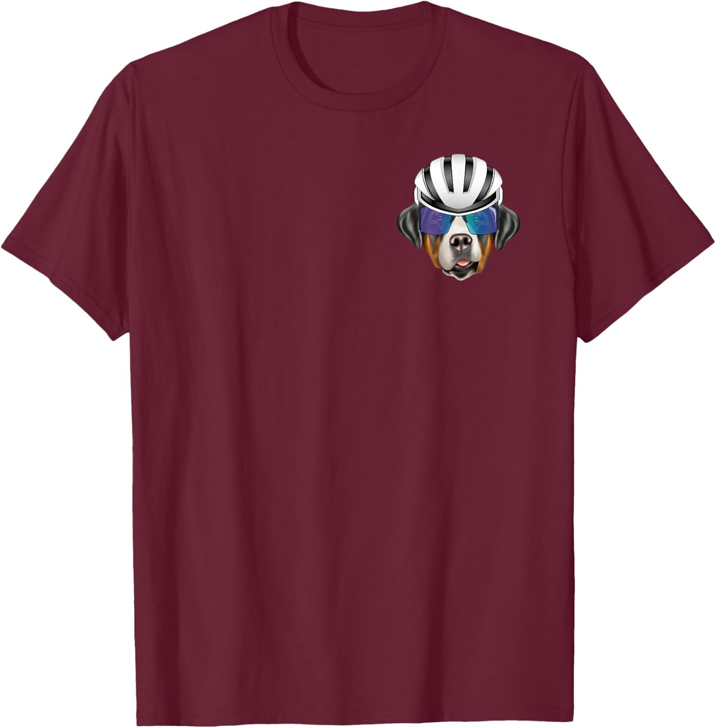 Cyclist Greater Swiss Mountain Dog Bicycle Racing Pocket T-Shirt - T-Shirt | Maroon