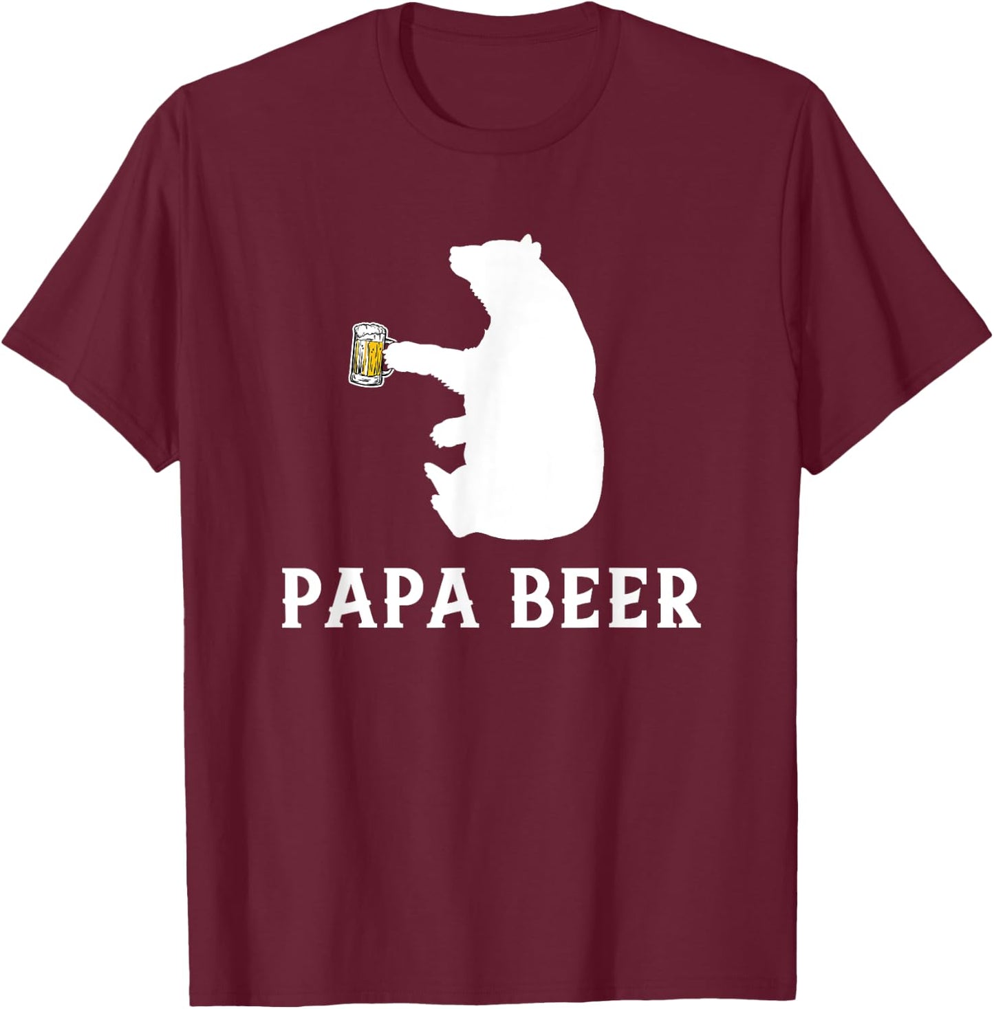Papa Beer Shirt, Papa Bear Father's Day Gift T-Shirt - T-Shirt | Maroon