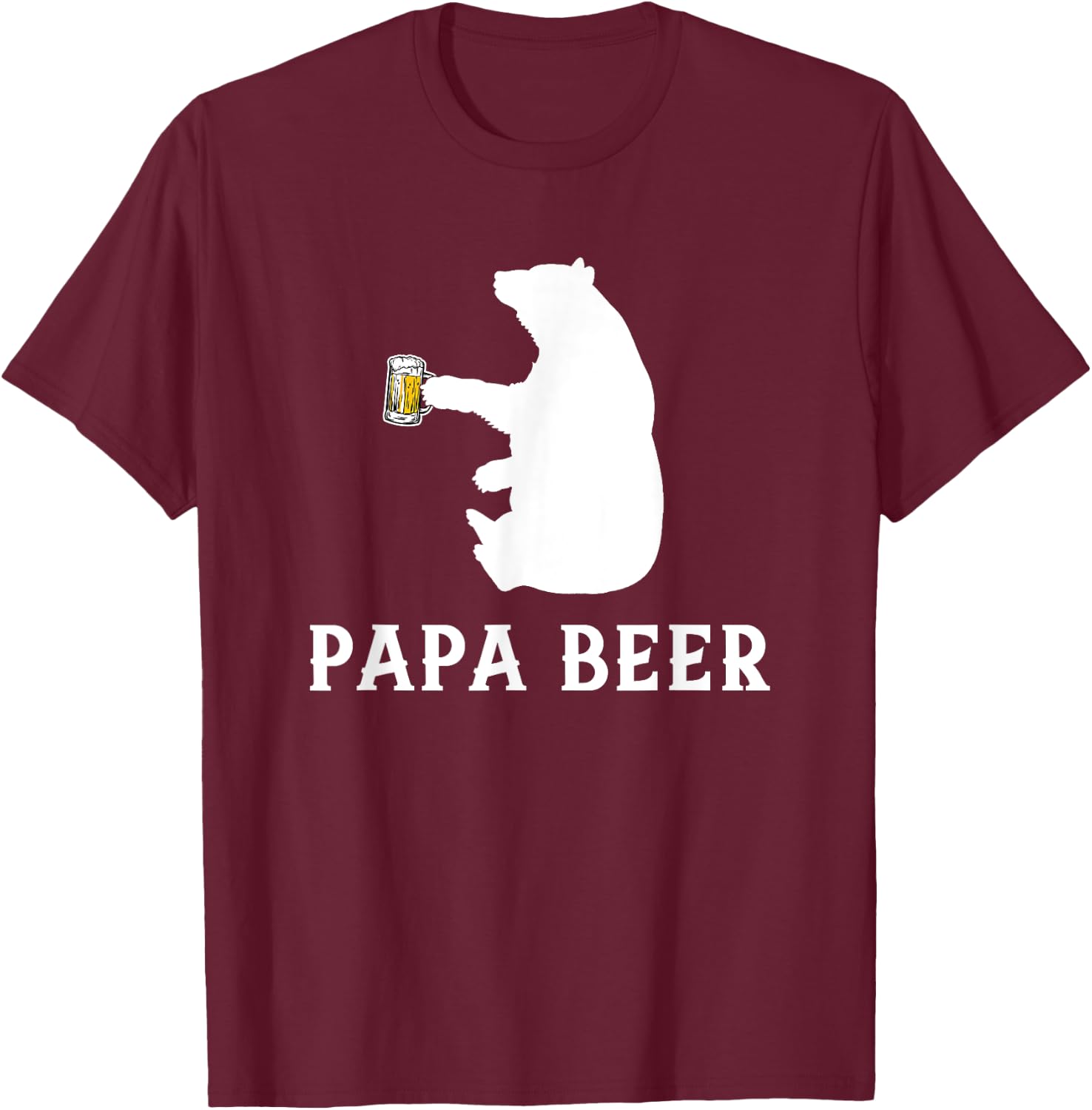 Papa Beer Shirt, Papa Bear Father's Day Gift T-Shirt - T-Shirt | Maroon