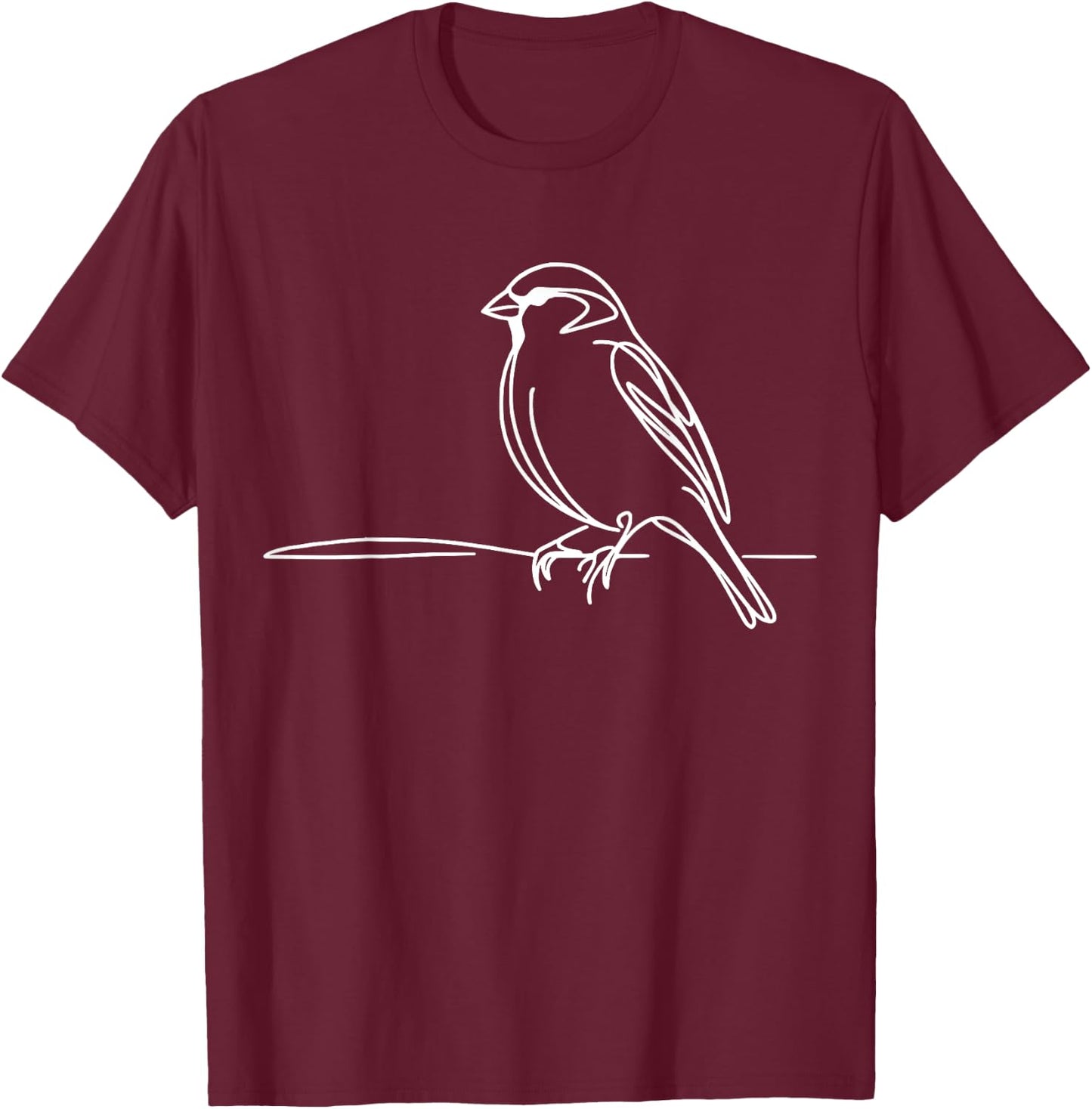 Line Art Bird & Ornithologist Saltmarsh Sparrow T-Shirt - T-Shirt | Maroon