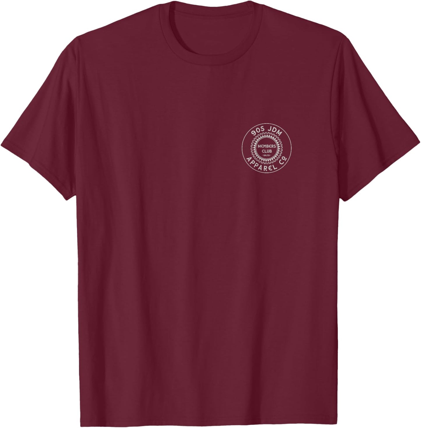 90s JDM Brand AC IN DC Minimal v1 2-Side Graphic T-Shirt - T-Shirt | Maroon
