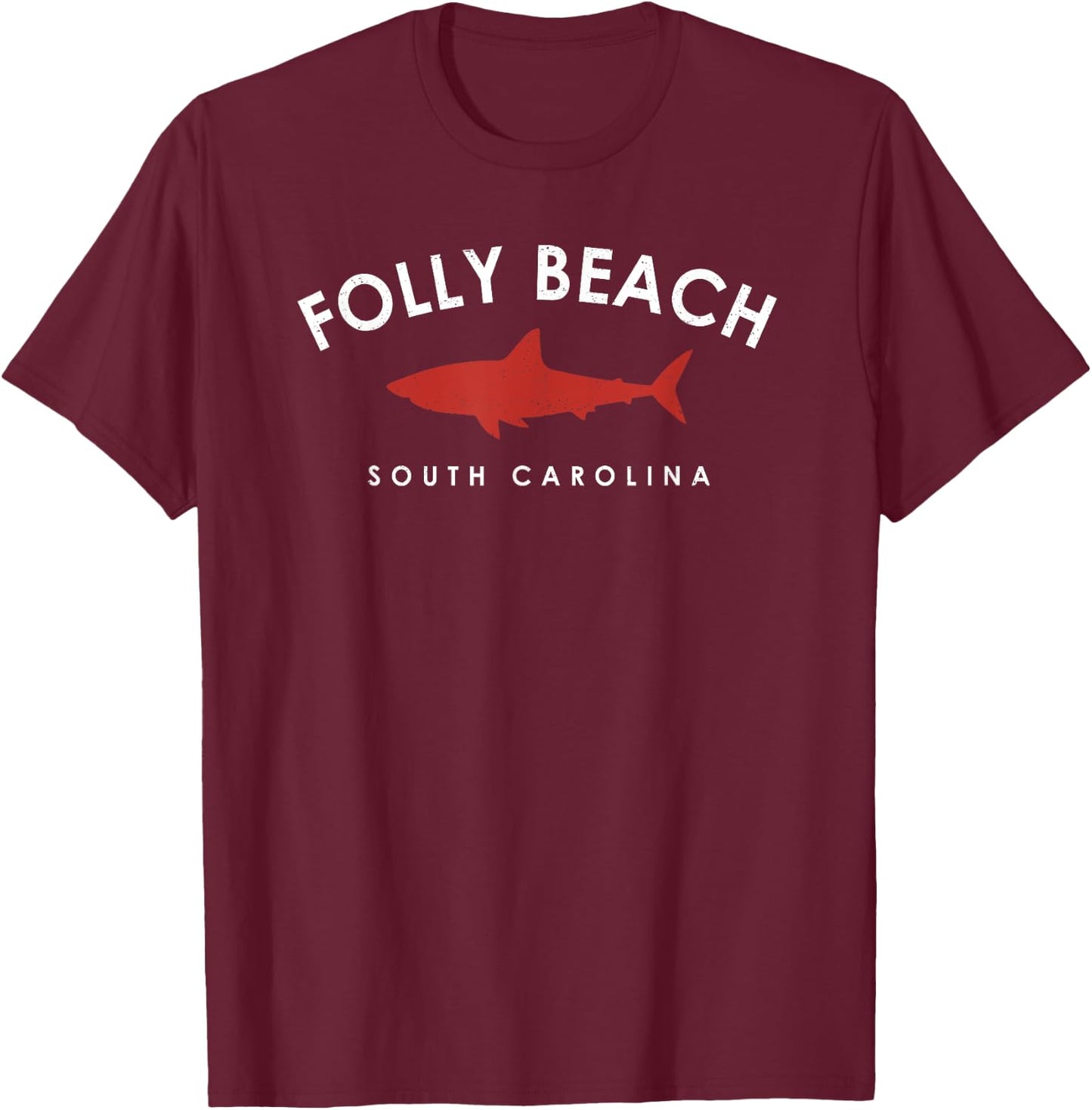 Folly Beach South Carolina Shark Vacation Souvenir Women Kids T-Shirt - T-Shirt | Maroon