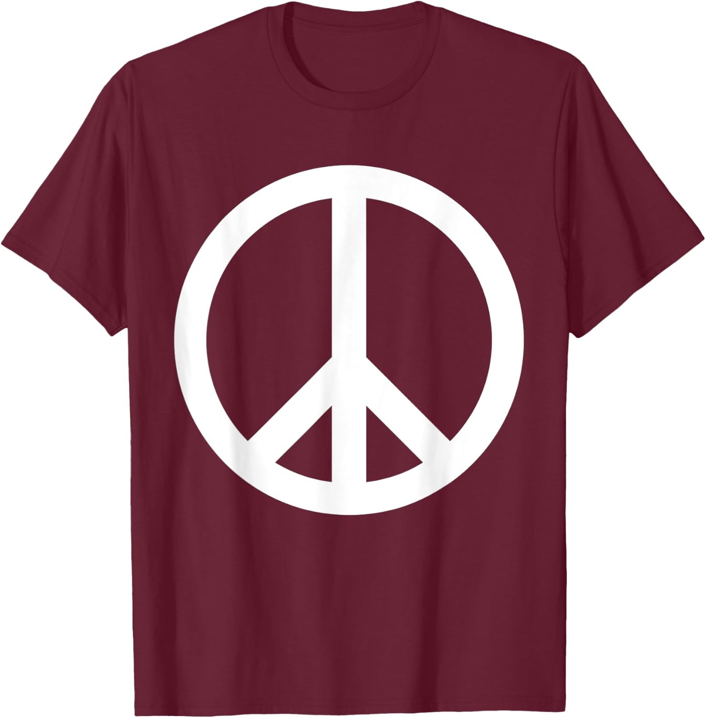 White Peace Sign T-Shirt - T-Shirt | Maroon