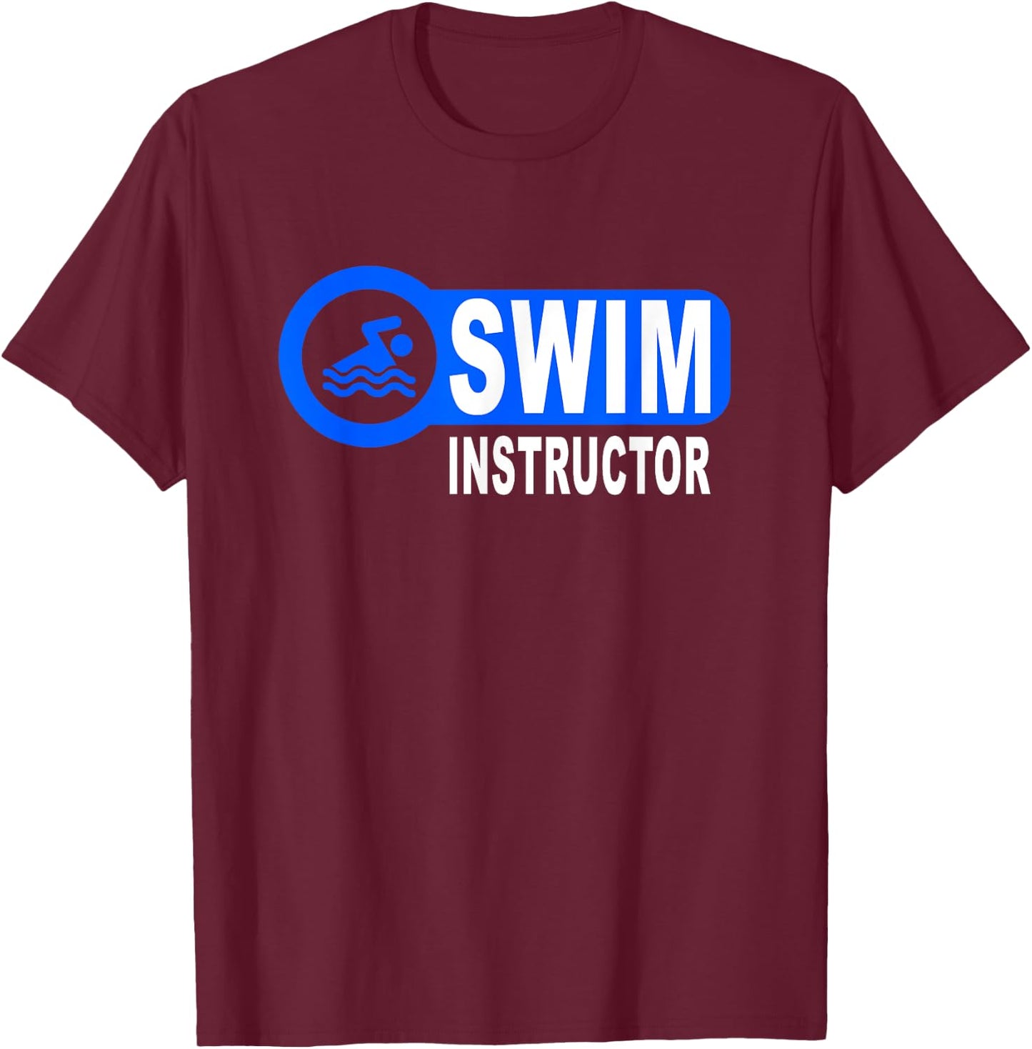 Swim Instructor Swimming Teacher Swimmer in Pool Graphic Art T-Shirt - T-Shirt | Maroon