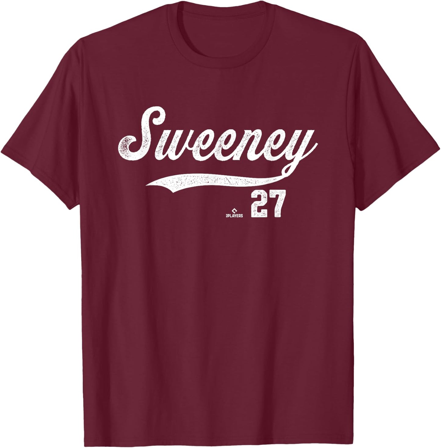 Distressed Swoosh Trey Sweeney Detroit Baseball MLBPA T-Shirt - T-Shirt | Maroon