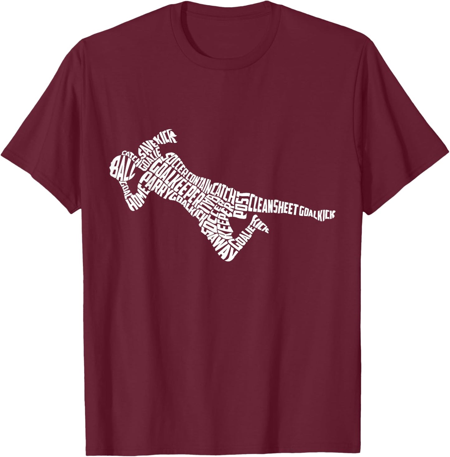 Soccer Woman Goalkeeper Typography with Goalkeeping Terms T-Shirt - T-Shirt | Maroon