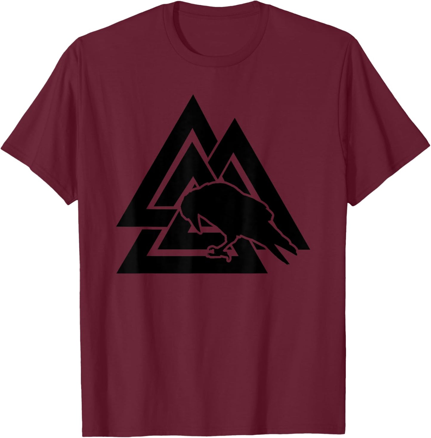 Valhalla Symbol Odin Crow Viking Warrior T-Shirt - T-Shirt | Maroon