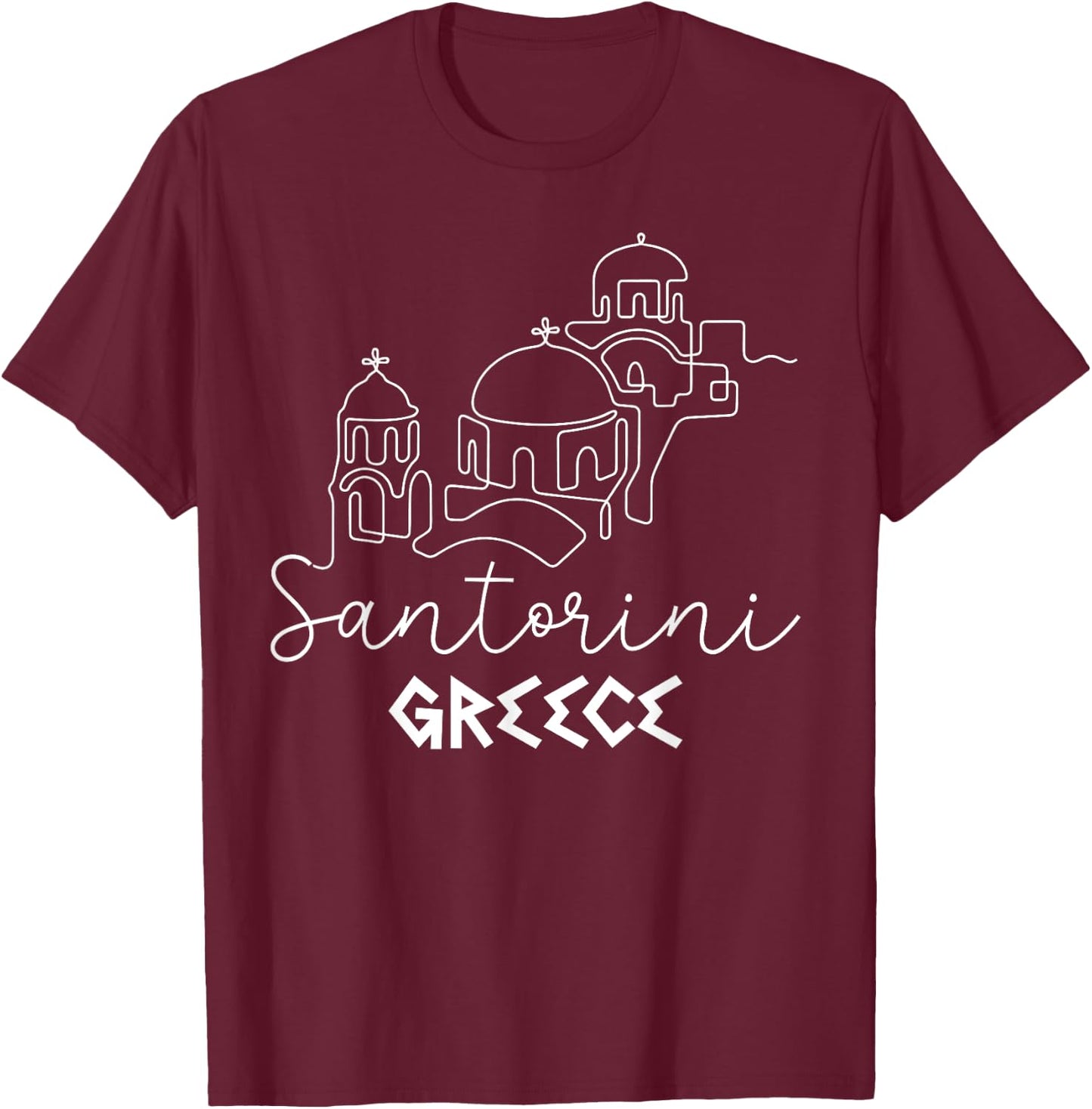 Santorini Greece Travel Destination Summer Family Vacation Women Girls Kids T-Shirt - T-Shirt | Maroon
