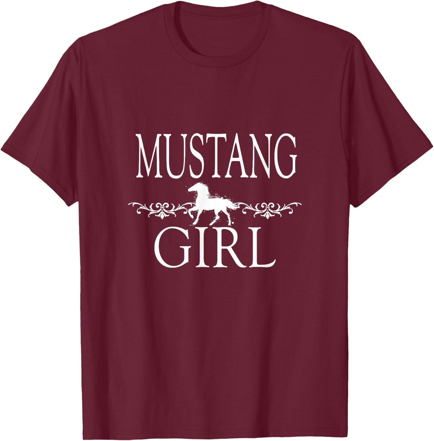 Mustang Girl Horse T-Shirt - T-Shirt | Maroon