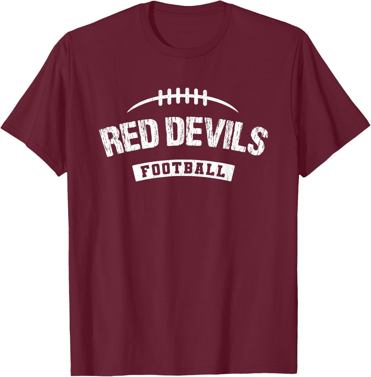 Red Devils Central Football Distressed HS T-Shirt - T-Shirt | Maroon
