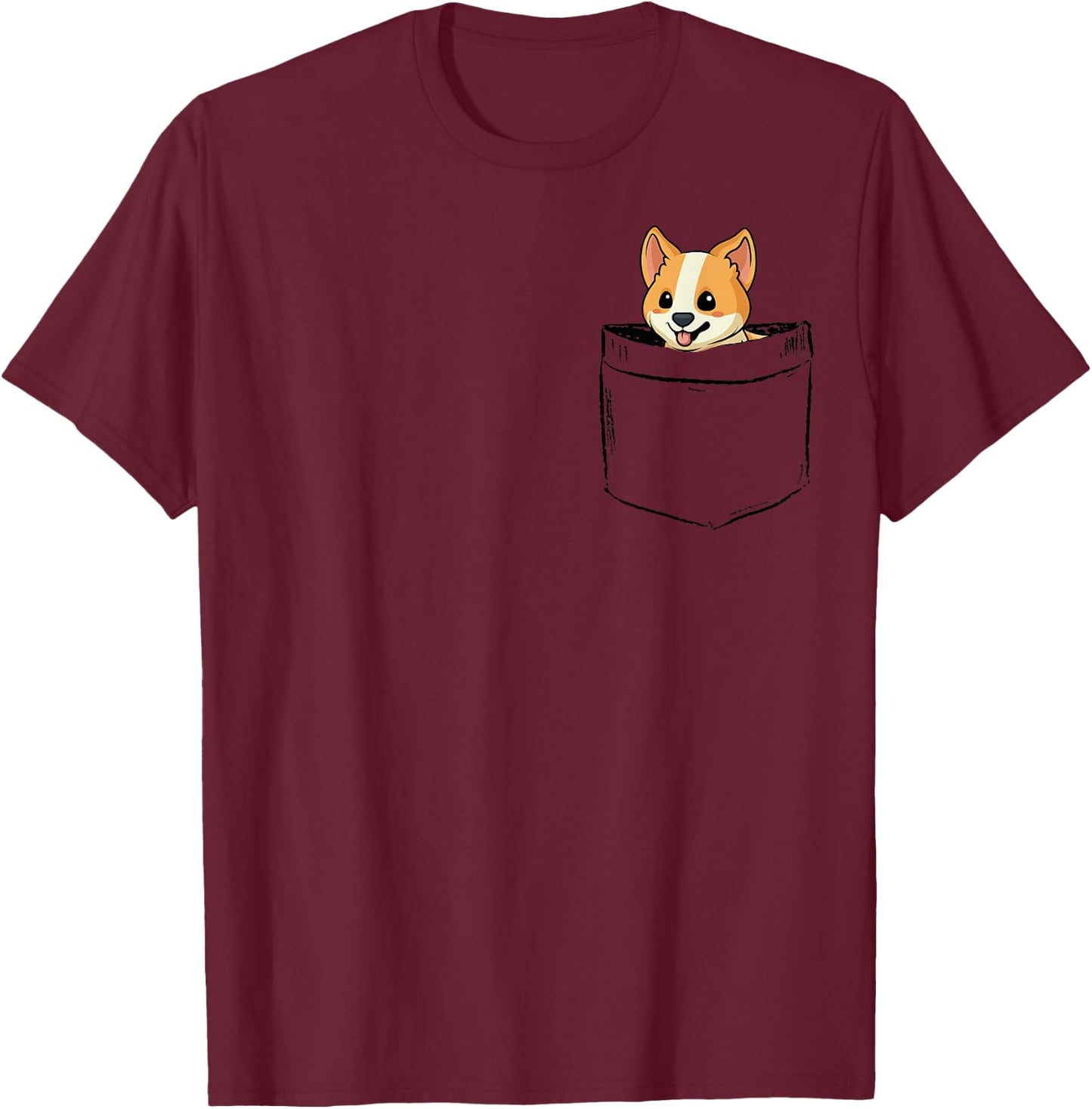 Cute Pocket Corgi, Boy Girl Funny T-Shirt - T-Shirt | Maroon