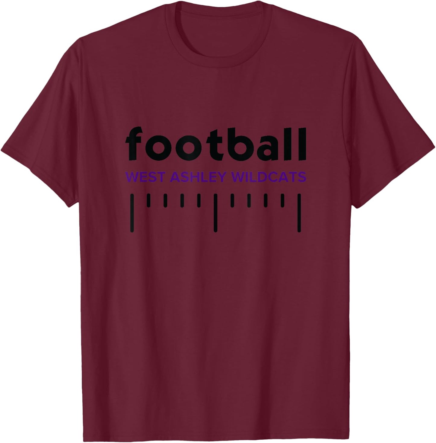 West Ashley Wildcats Football Lines HS T-Shirt - T-Shirt | Maroon