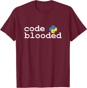 Code blooded. Python funny coder programmer retro joke T-Shirt - T-Shirt | Maroon