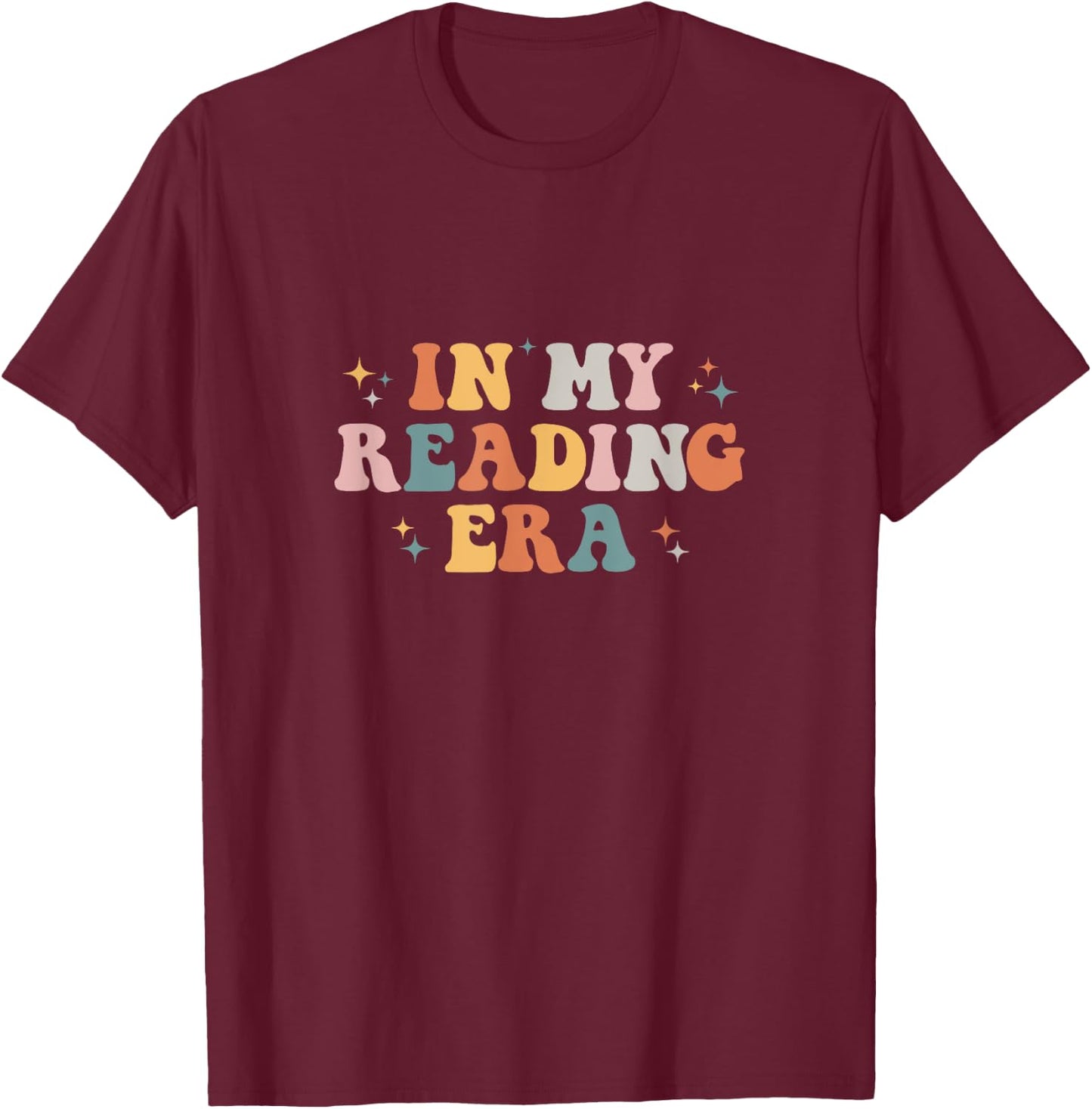 In My Reading Era Groovy Reader Librarian Teacher Book Lover Women T-Shirt - T-Shirt | Maroon