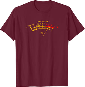 Retro VU Meter Vintage Hi-Fi Audio Stereo Music Sound T-Shirt - T-Shirt | Maroon